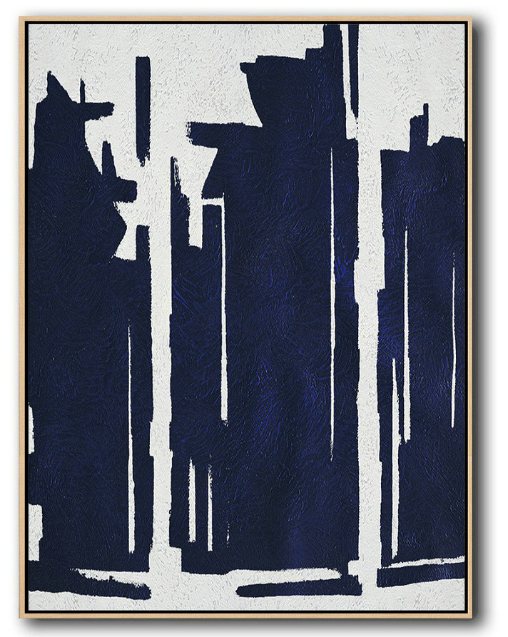 Buy Hand Painted Navy Blue Abstract Painting Online,Modern Art Abstract Painting #C1R2